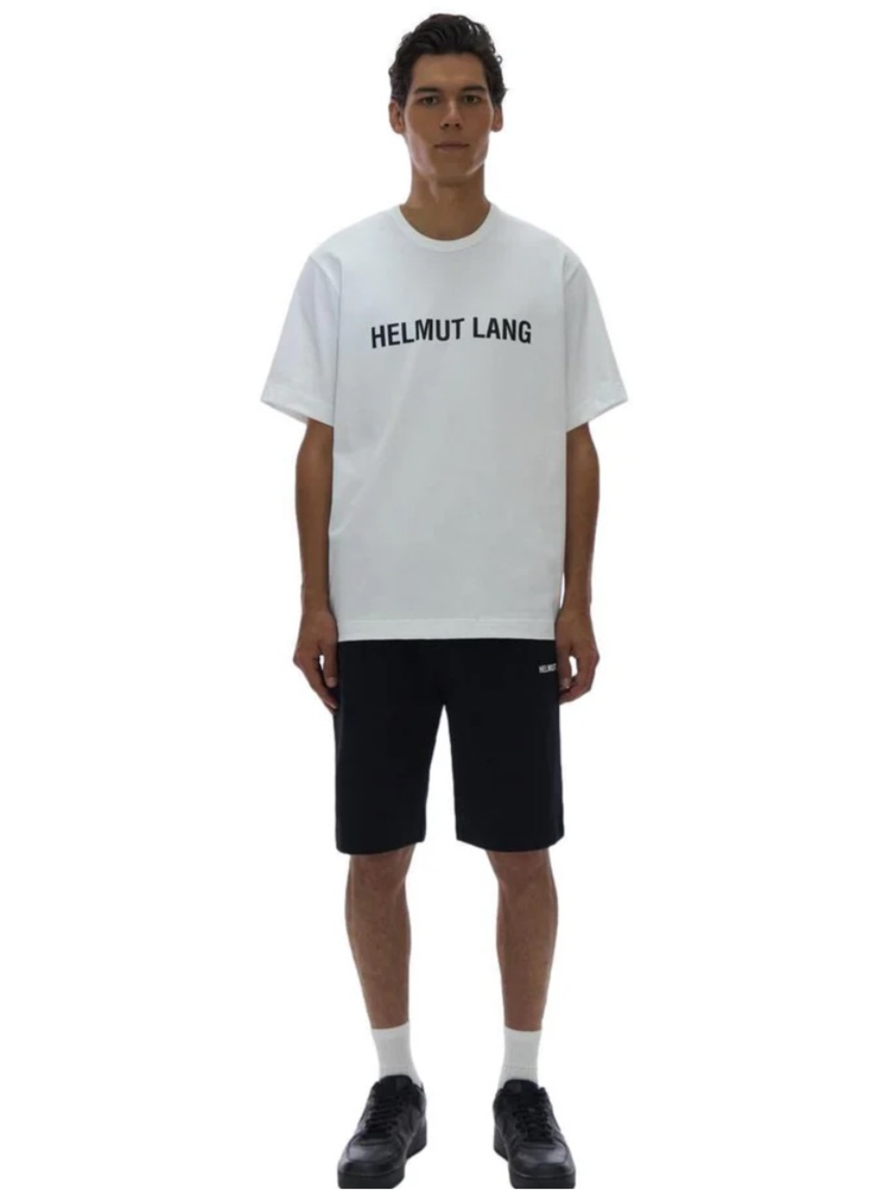 Helmut Lang Core Logo Sweat Shorts Black Terry Cotton Size Medium